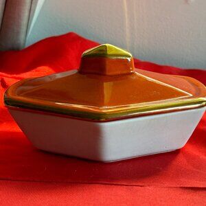 Retro Mod Orange Covered Dish #J18